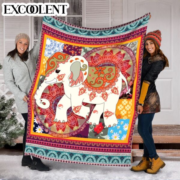 Elephant Vintage Square Fleece Throw Blanket – Soft And Cozy Blanket – Best Weighted Blanket For Adults