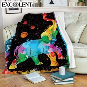Elephant Watercolor Fleece Throw Blanket – Soft…