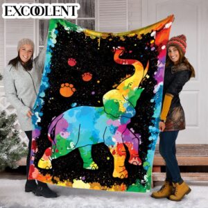 Elephant Watercolor Fleece Throw Blanket - Soft And Cozy Blanket - Best Weighted Blanket For Adults