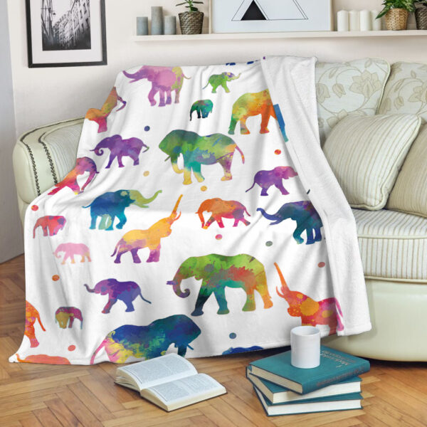 Elephant Watercolor Silhouette Fleece Fleece Throw Blanket – Throw Blankets For Couch – Best Blanket For All Seasons