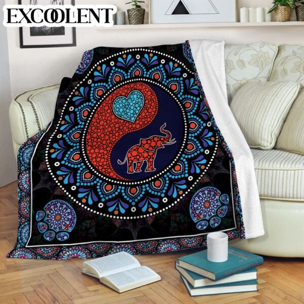 Elephant Yinyang Dot Art Fleece Throw Blanket – Soft And Cozy Blanket – Best Weighted Blanket For Adults