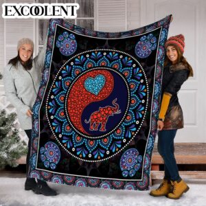 Elephant Yinyang Dot Art Fleece Throw Blanket - Soft And Cozy Blanket - Best Weighted Blanket For Adults