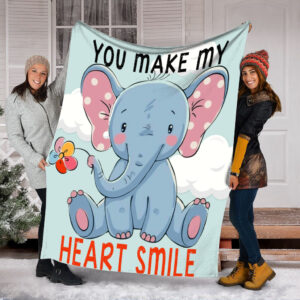 Elephant You Make My Heart Smile Fleece…