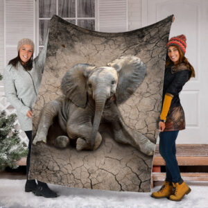 Elephants Dry Soil Cracking 3d Fleece Throw Blanket - Soft And Cozy Blanket - Best Weighted Blanket For Adults