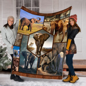 Elephants Hexagon Fleece Throw Blanket - Throw Blankets For Couch - Best Blanket For All Seasons