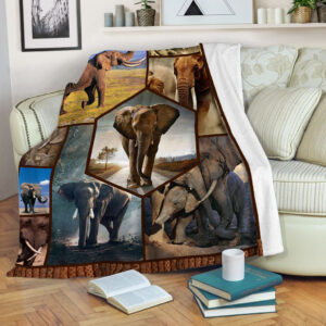 Elephants Hexagon Fleece Throw Blanket - Throw Blankets For Couch - Best Blanket For All Seasons