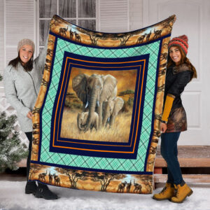 Elephants Pic Fleece Throw Blanket – Throw…