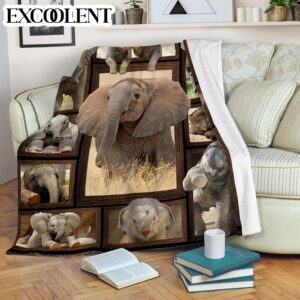 Elephants Picture Frames Fleece Throw Blanket –…