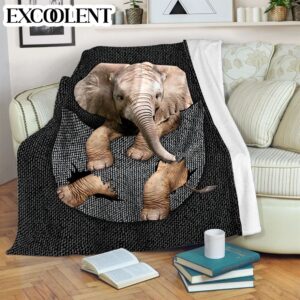 Elephants Pocket Farbic Fleece Throw Blanket –…