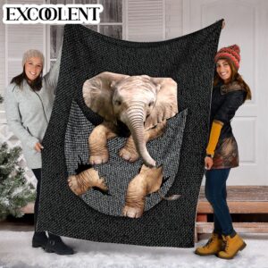 Elephants Pocket Farbic Fleece Throw Blanket - Soft And Cozy Blanket - Best Weighted Blanket For Adults