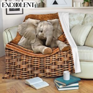 Elephants Rattan Texture Fleece Throw Blanket –…