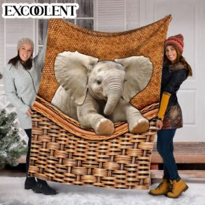 Elephants Rattan Texture Fleece Throw Blanket - Soft And Cozy Blanket - Best Weighted Blanket For Adults