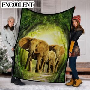 Elephants Tree Ring Fleece Throw Blanket - Soft And Cozy Blanket - Best Weighted Blanket For Adults