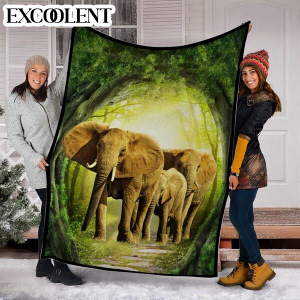 Elephants Tree Ring Fleece Throw Blanket – Soft And Cozy Blanket – Best Weighted Blanket For Adults