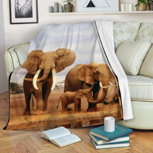 Elephants With Child Wallpapers Fleece Throw Blanket - Throw Blankets For Couch - Best Blanket For All Seasons