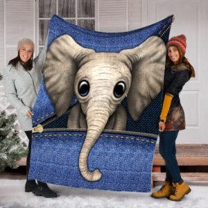 Elephants Zipper Fleece Throw Blanket – Soft…