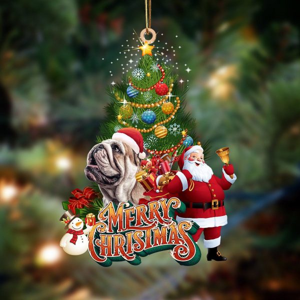 English Bulldog-Christmas Tree&Dog Hanging Christmas Plastic Hanging Ornament – Dog Memorial Gift