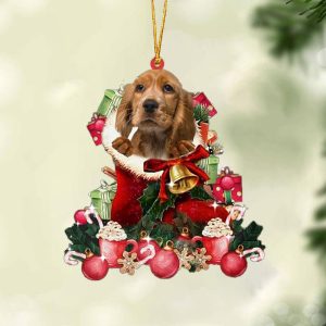 English Cocker Spaniel-Red Boot Hanging Christmas Plastic…