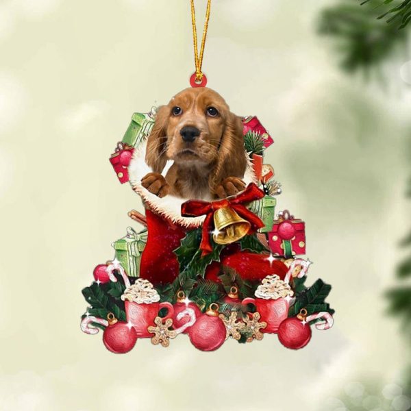 English Cocker Spaniel-Red Boot Hanging Christmas Plastic Hanging Ornament – Christmas Decor