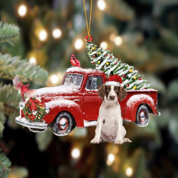 English Springer Spaniel-Cardinal & Truck Two Sided Christmas Plastic Hanging Ornament