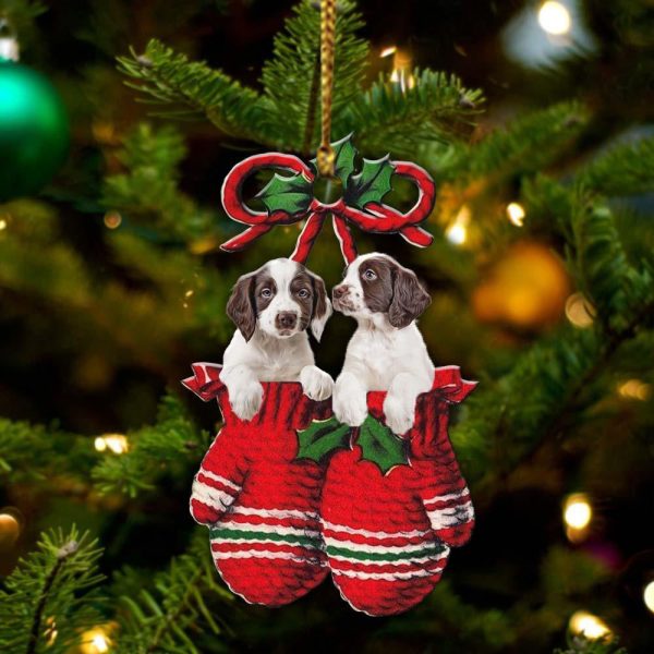 English Springer Spaniel Inside Your Gloves Christmas Holiday-Two Sided Christmas Plastic Hanging Ornament