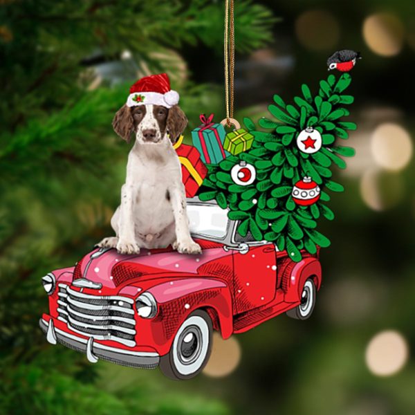 English Springer Spaniel Pine Truck Hanging Christmas Plastic Hanging Ornament – Funny Ornament