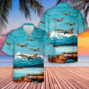 F-16c Of Texas Air National Guard In Vietnam-Era Colors Hawaiian Shirt - Mens Hawaiian Shirt - US Air Force Gifts