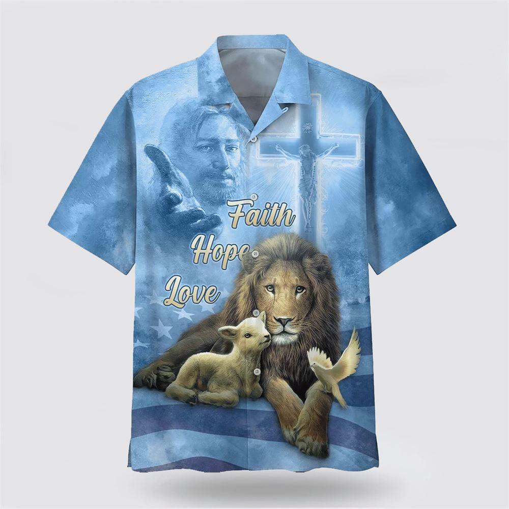 Faith Hope Love Hawaiian Shirt Jesus Lion And The Lamb Hawaiian Shirts For Men – Gifts For Christians Faith Hope Love Hawaiian Shirt Jesus Lion And The Lamb Hawaiian Shirts For Men – Gifts For Christians
