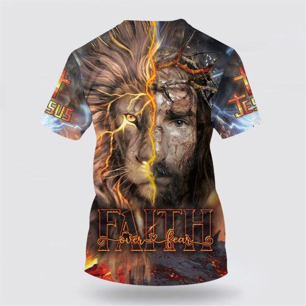 Faith Jesus And Lion All Over Print 3D T Shirt – Gifts For Jesus Lovers