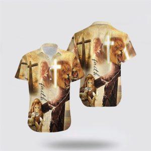 Faith Lion Lamb Jesus Christian Hawaiian Shirts…