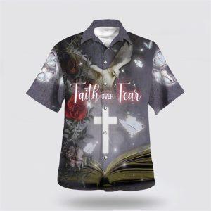 Faith Over Fear Cross Dove Hawaiian Shirts…