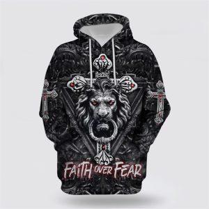 Faith Over Fear Gothic Lion Black All…