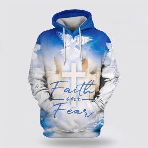 Faith Over Fear Hoodie Hand Jesus Cross…