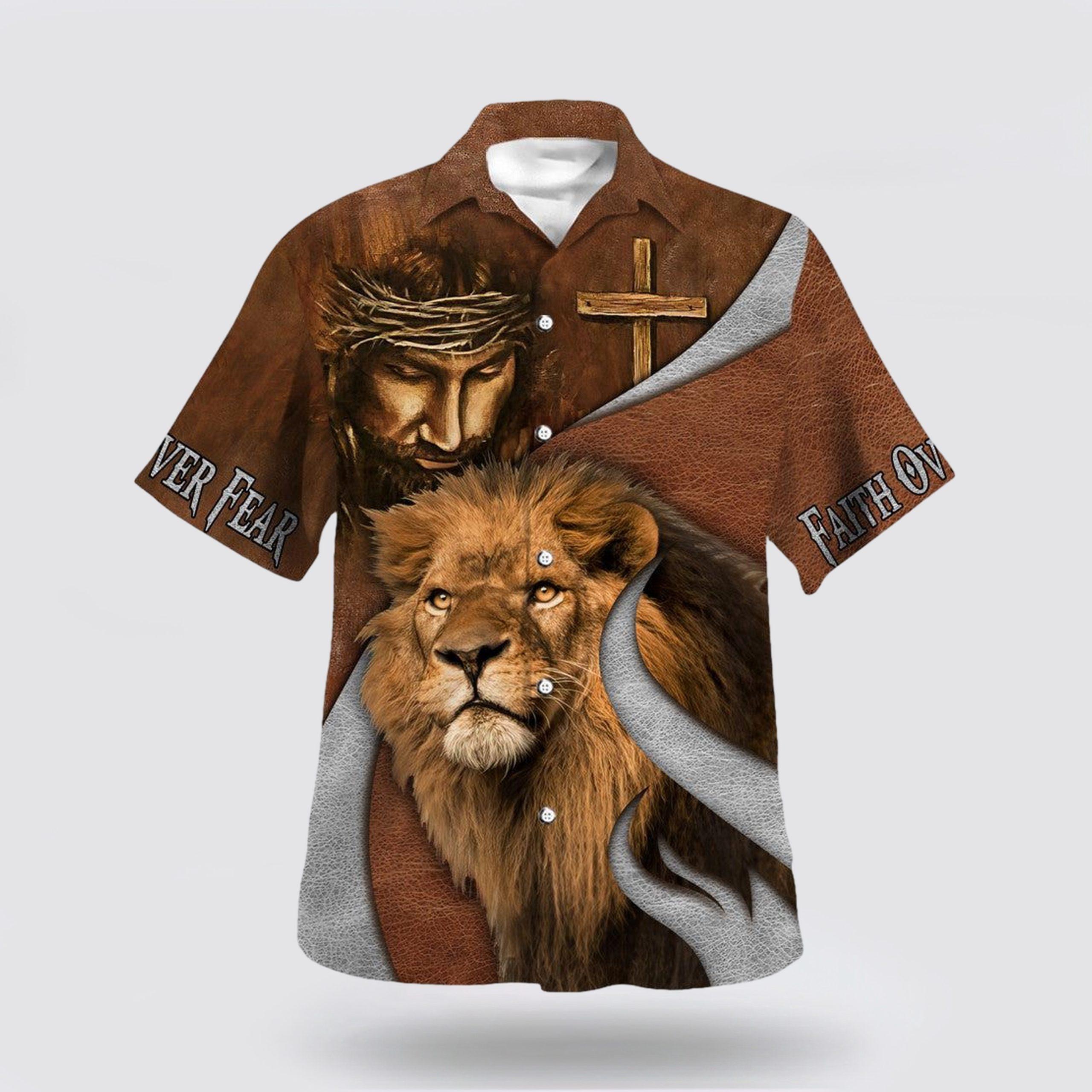 Faith Over Fear Jesus Lion Hawaiian Shirt – Gifts For People Who Love Jesus Faith Over Fear Jesus Lion Hawaiian Shirt – Gifts For People Who Love Jesus