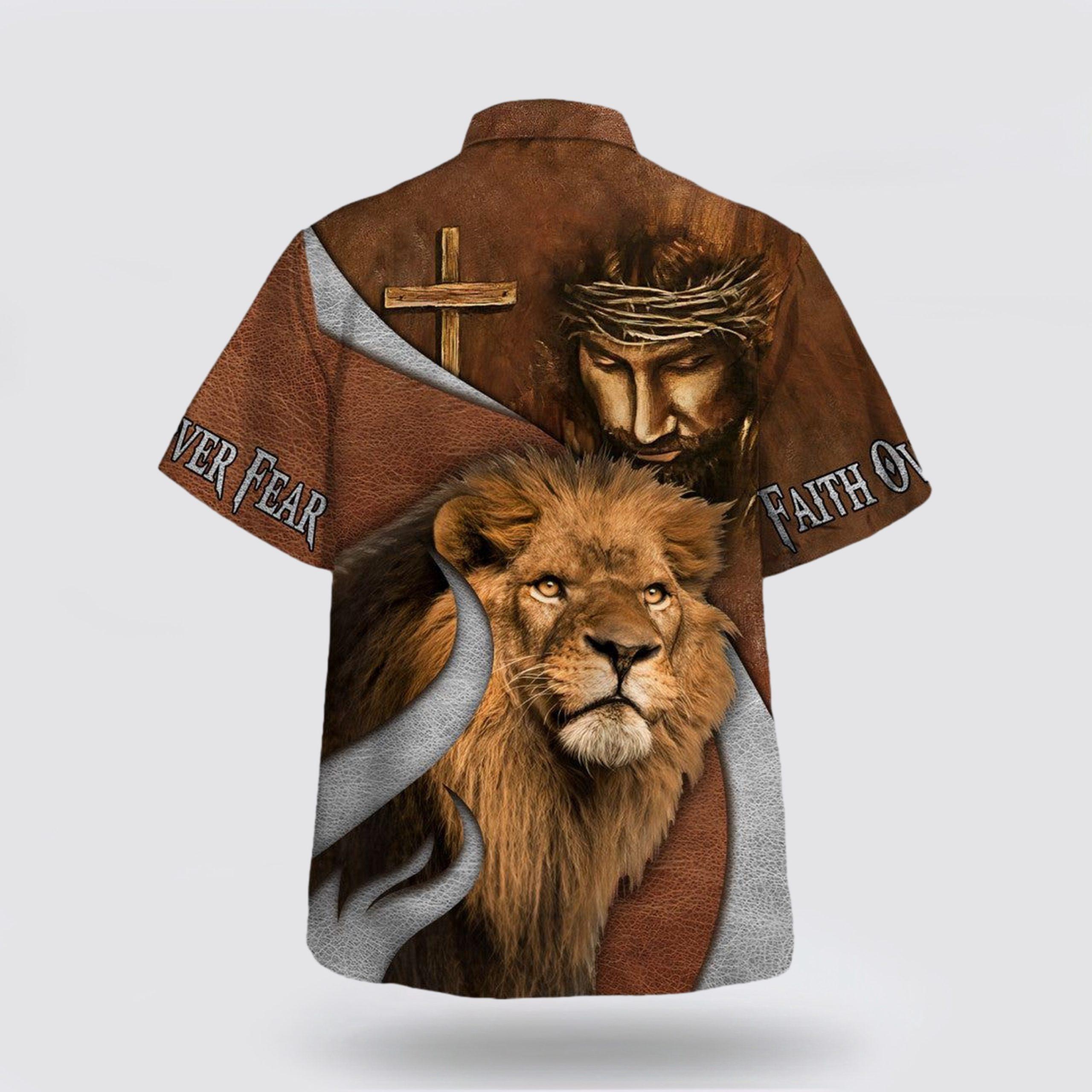 Faith Over Fear Jesus Lion Hawaiian Shirt – Gifts For People Who Love Jesus Faith Over Fear Jesus Lion Hawaiian Shirt – Gifts For People Who Love Jesus