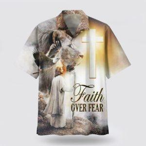 Faith Over Fear Jesus Lion Hawaiin Shirt…