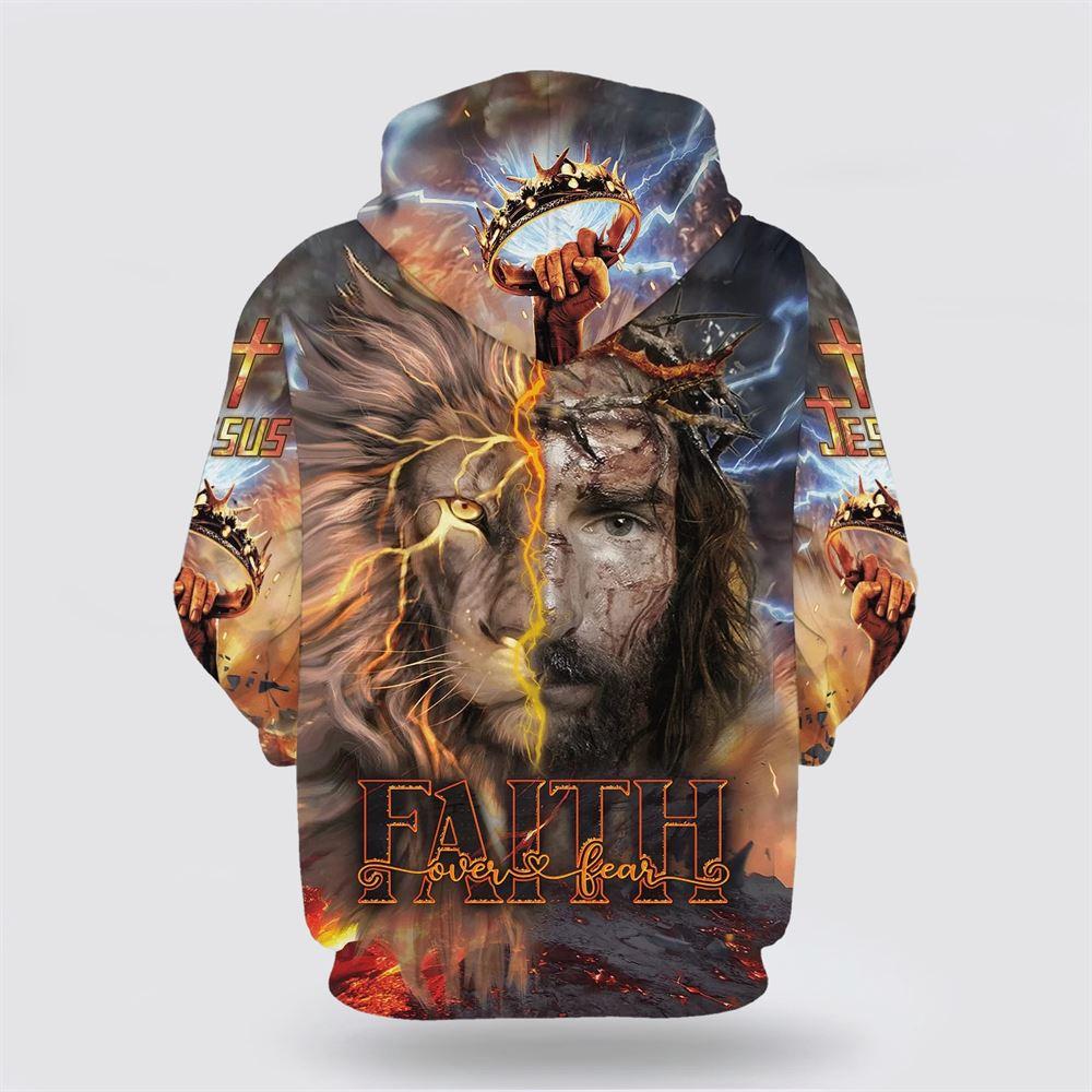 Faith Over Fear Jesus Lion Hoodies Jesus All Over Print 3D Hoodie – Gifts For Christians