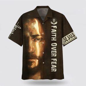 Faith Over Fear Jesus Portrait Hawaiian Shirts…