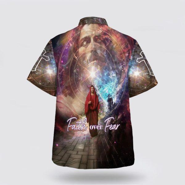 Faith Over Fear Jesus Walking Away Hawaiian Shirts – Gifts For People Who Love Jesus