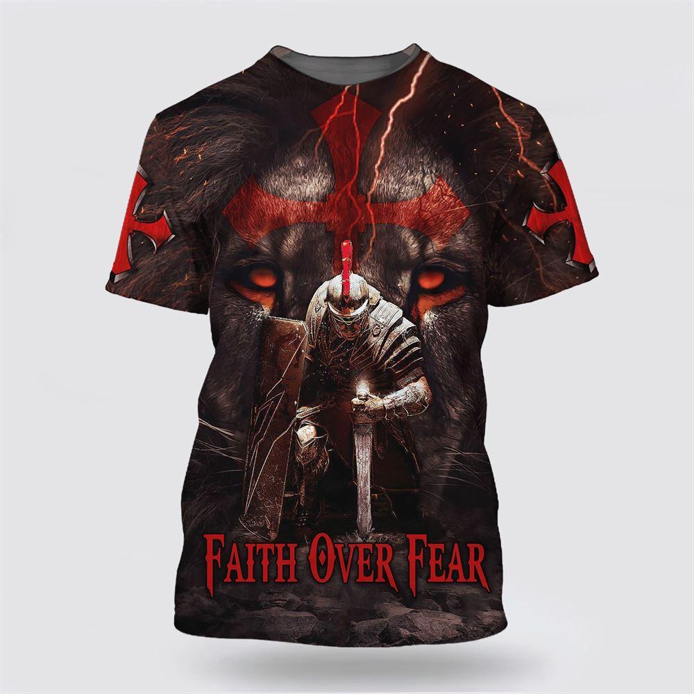 Faith Over Fear Knight Of The Lion All Over Print 3D T Shirt – Gifts For Jesus Lovers Faith Over Fear Knight Of The Lion All Over Print 3D T Shirt – Gifts For Jesus Lovers