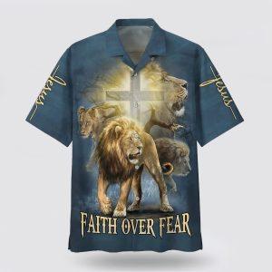 Faith Over Fear Lion Hawaiian Shirts –…