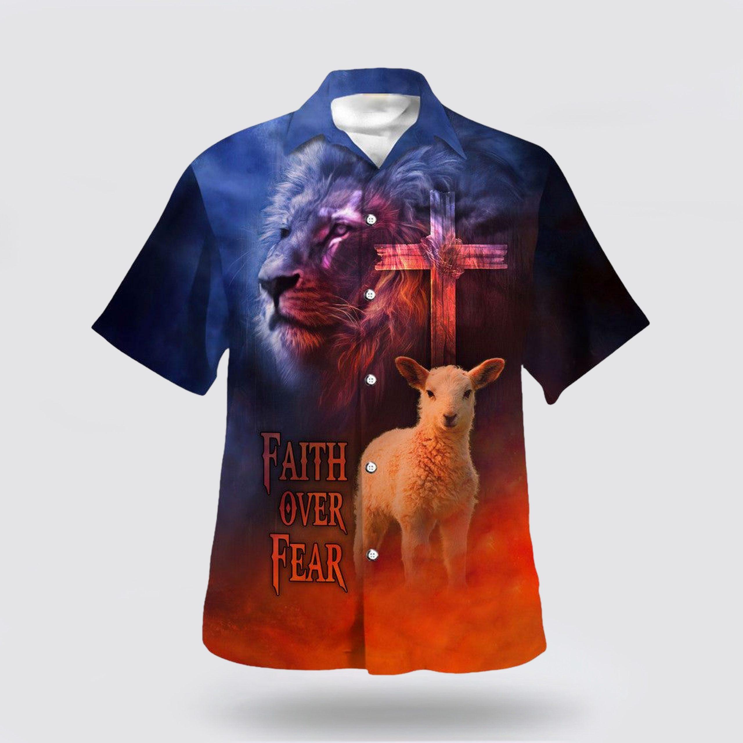 Faith Over Fear Sheep Hawaiian Shirt – Gifts For People Who Love Jesus