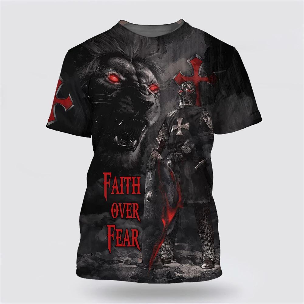 Faith Over Fear Warrior Lion All Over Print 3D T Shirt – Gifts For Jesus Lovers