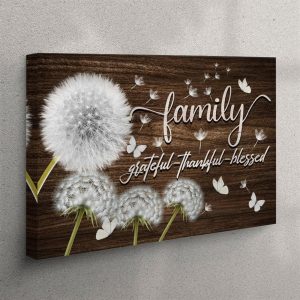 Family Grateful Thankful Blessed Canvas Wall Art…