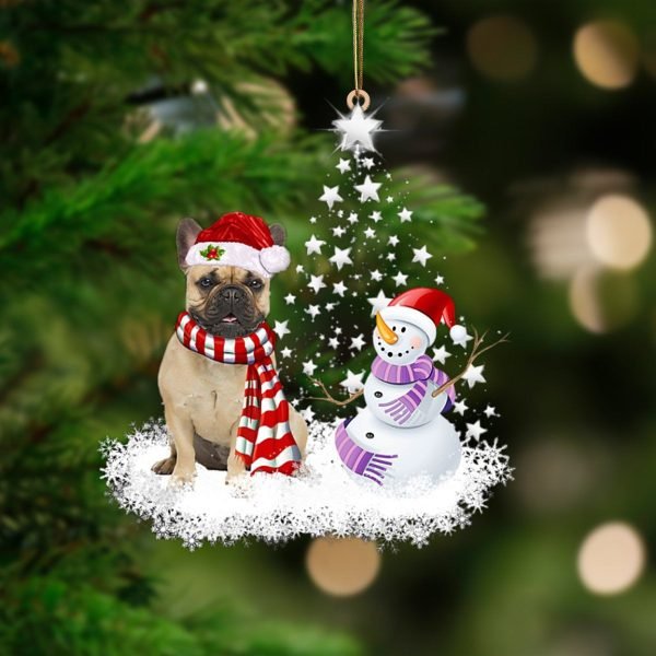 Fawn French Bulldog-Star Tree Hanging Christmas Plastic Hanging Ornament – 2022 Christmas Ornament