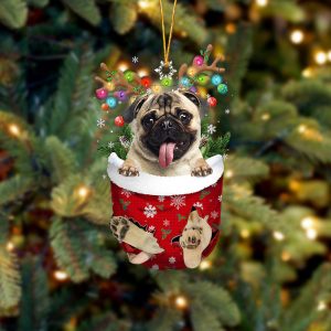 Fawn Pug In Snow Pocket Christmas Ornament…