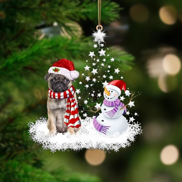 Fawn Pug Star Tree Hanging Christmas Plastic Hanging Ornament – Christmas Decor