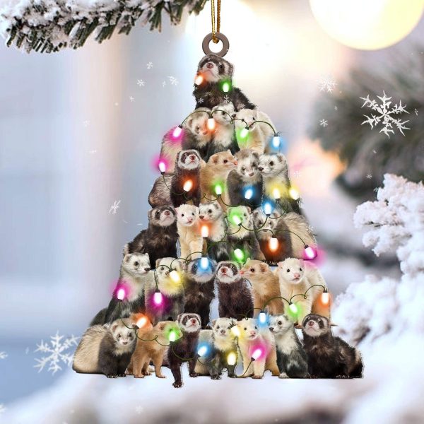 Ferret Lovely Tree Gift For Ferret Lover Gift For Christmas Plastic Hanging Ornament – Dog Memorial Gift