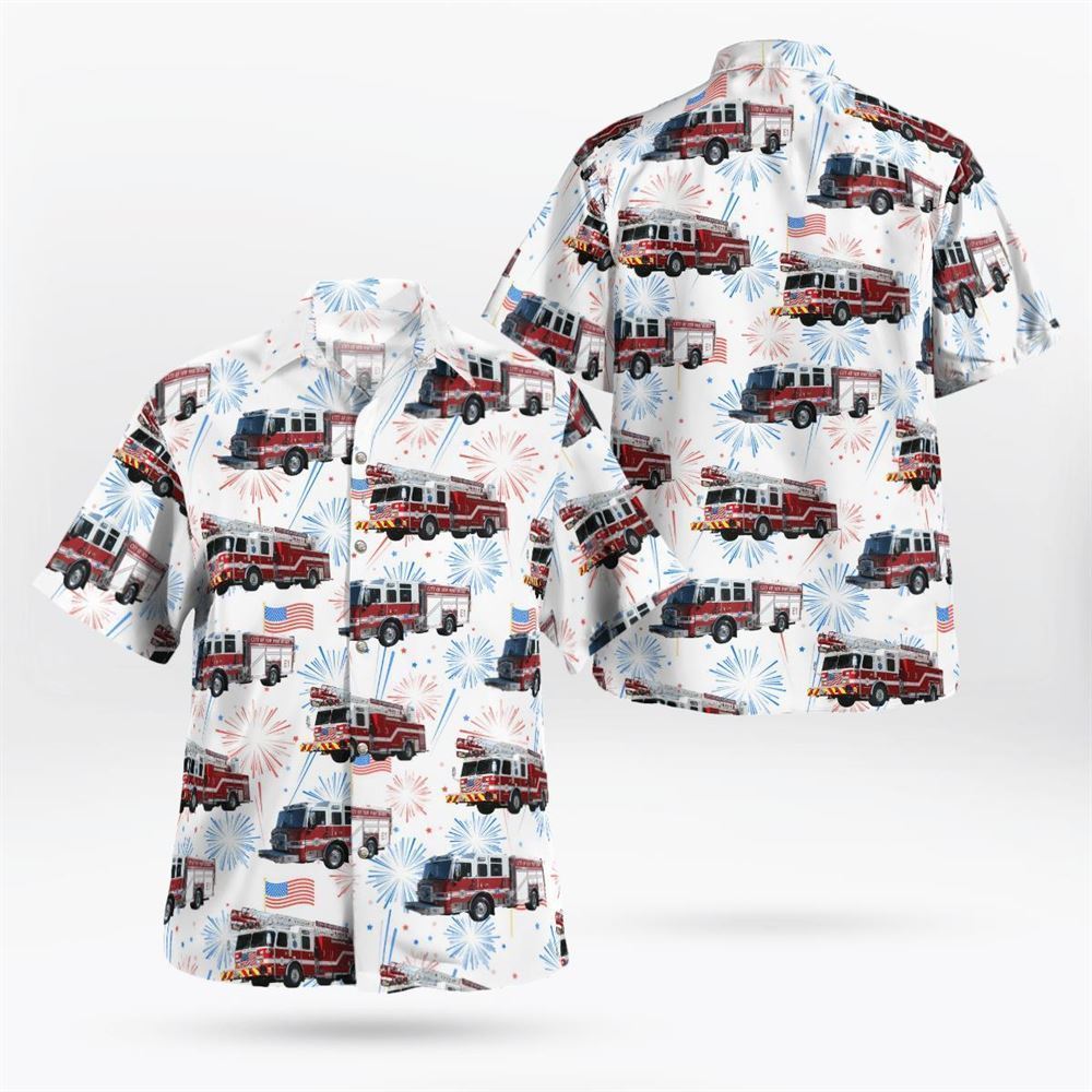 Florida, New Port Richey Fire Department 4th Of July Hawaiian Shirt – Gifts For Firefighters In New Port Richey, FL