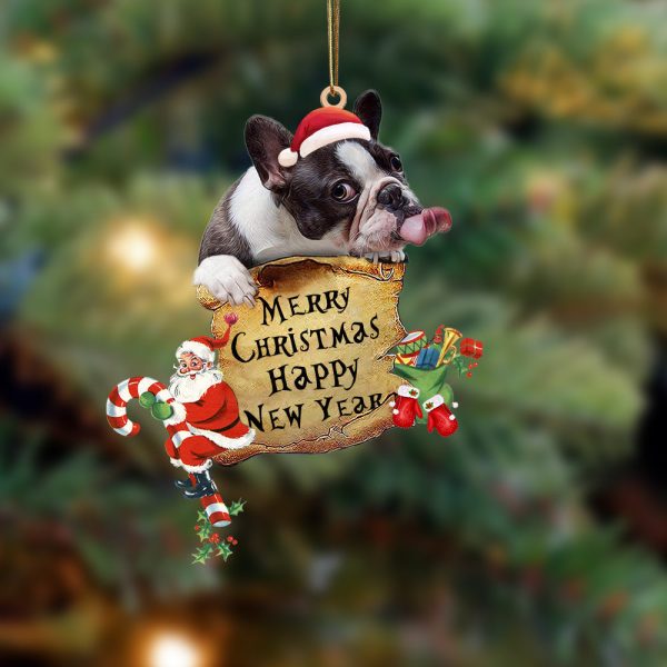 French Bulldog-Christams & New Year Two Sided Christmas Plastic Hanging Ornament